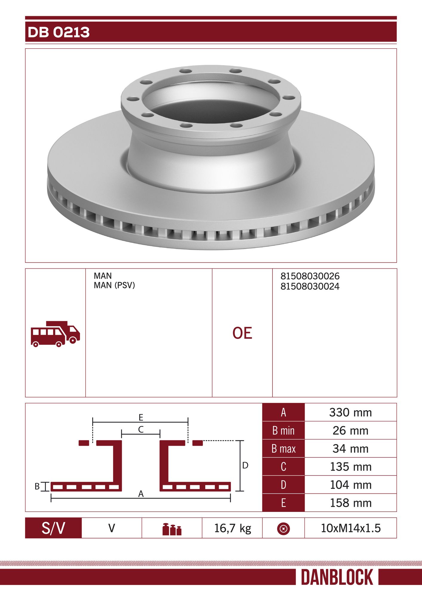 Disc frana DB 0213 DANBLOCK